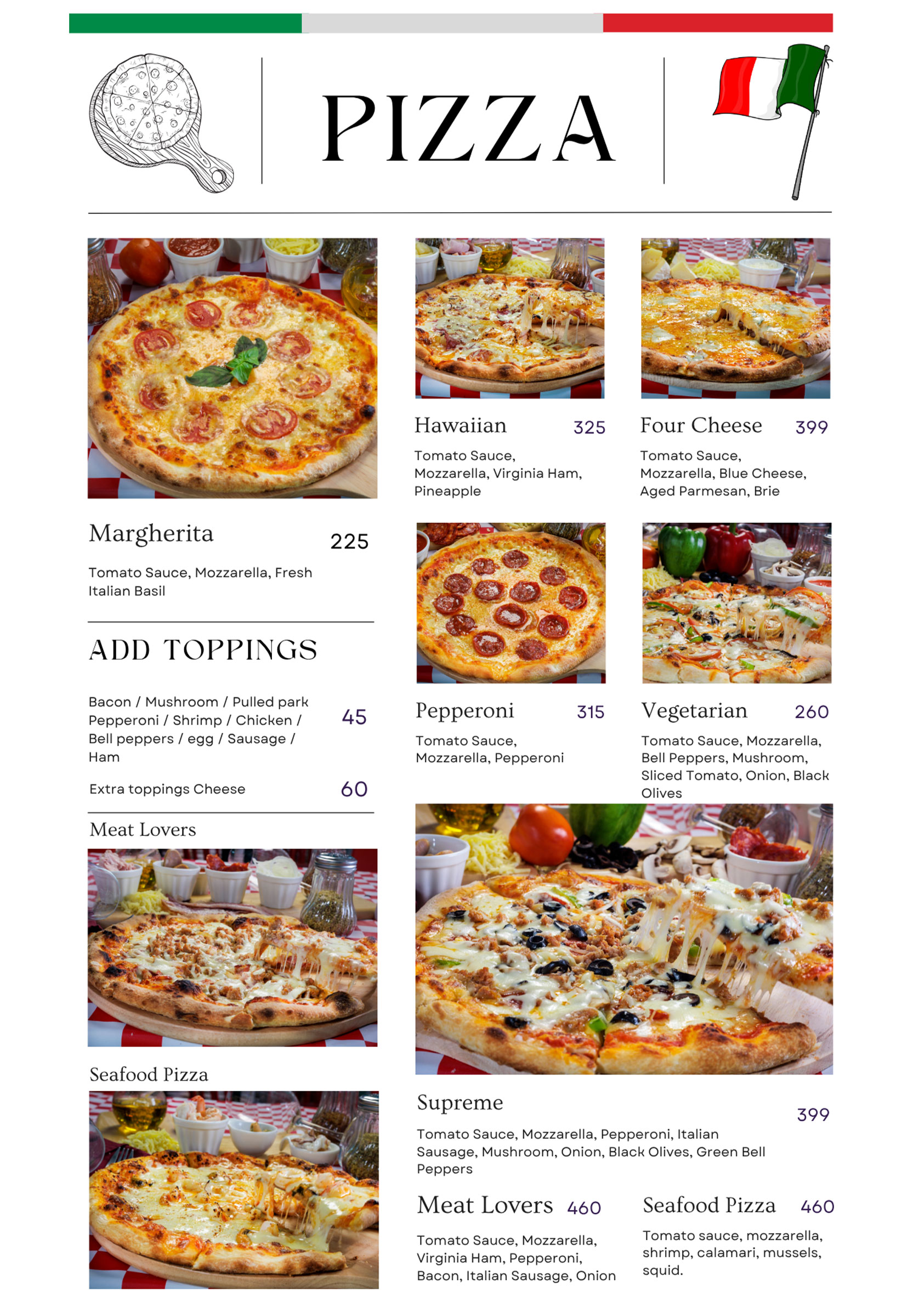 pizza menu